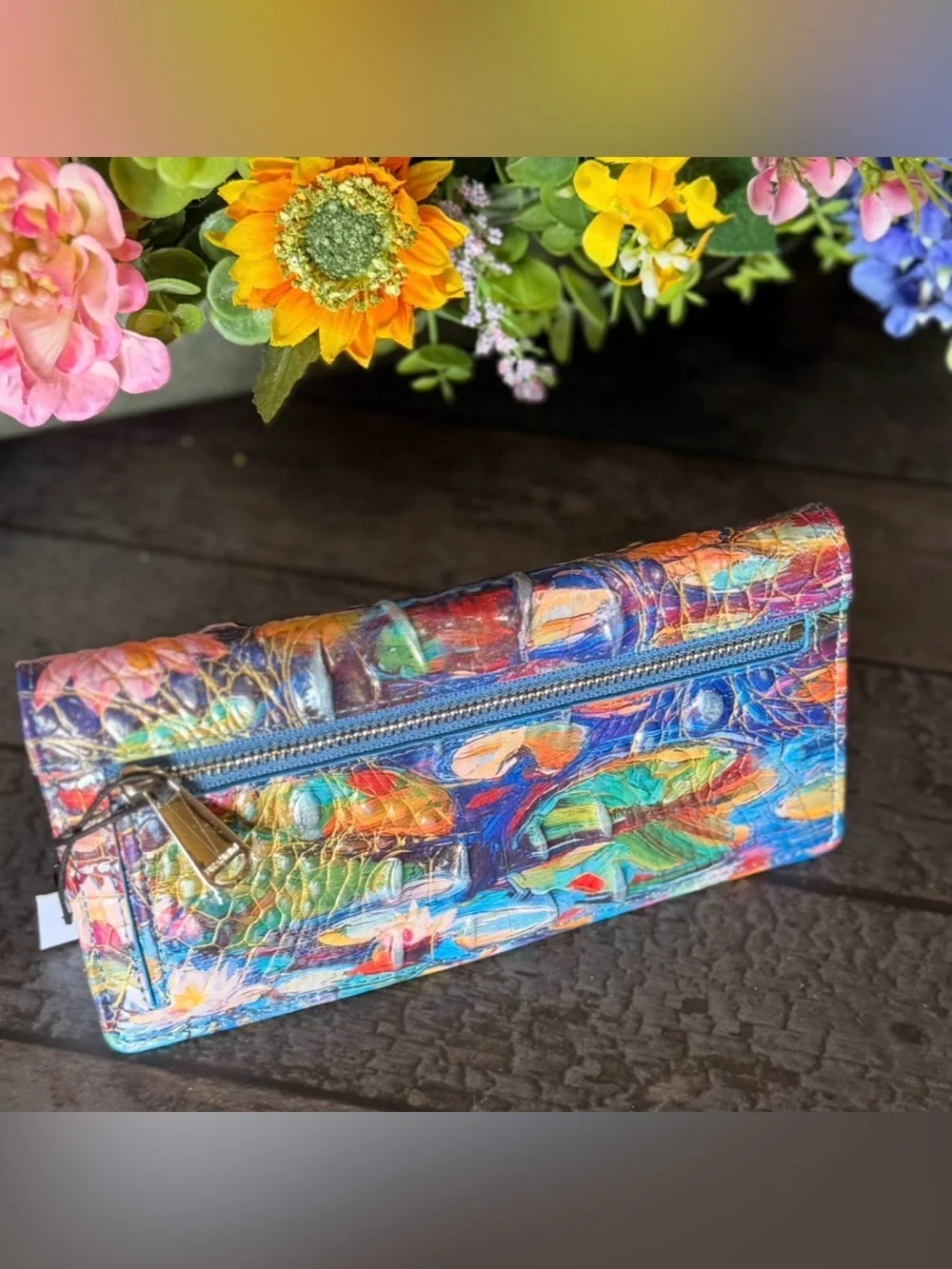 Brahmin Ady WaterLily Wallet NWT Pretty Floral Placement HTF PRICE FIRM $$$